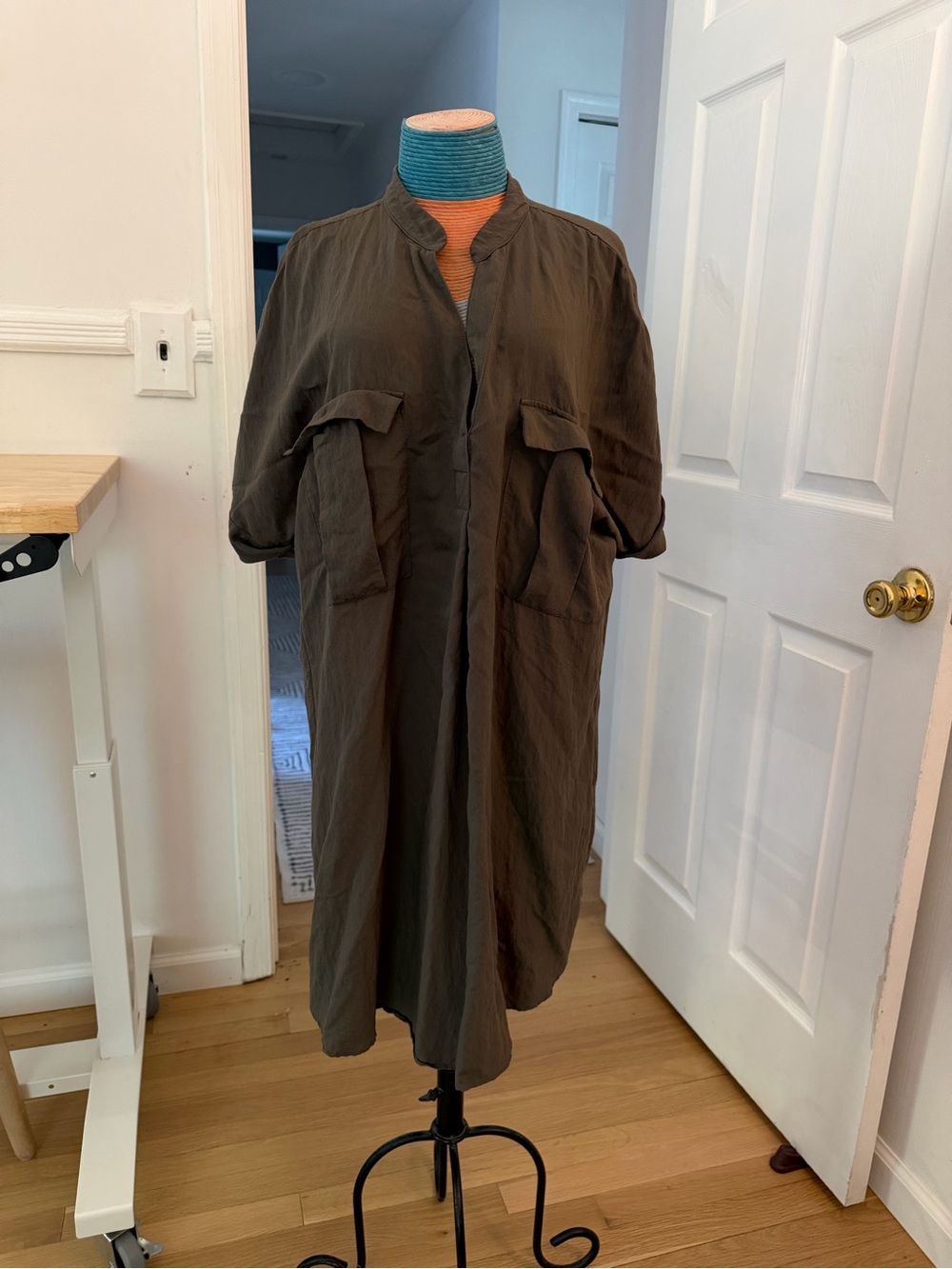H&M Olive Utility-Style Mini Dress